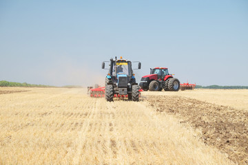 tractor with a plow