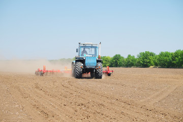 tractor with a plow