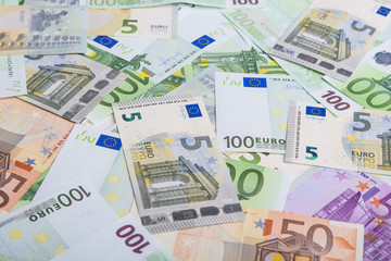 Currency Concept: Incoherent Heap of European Banknotes Currency