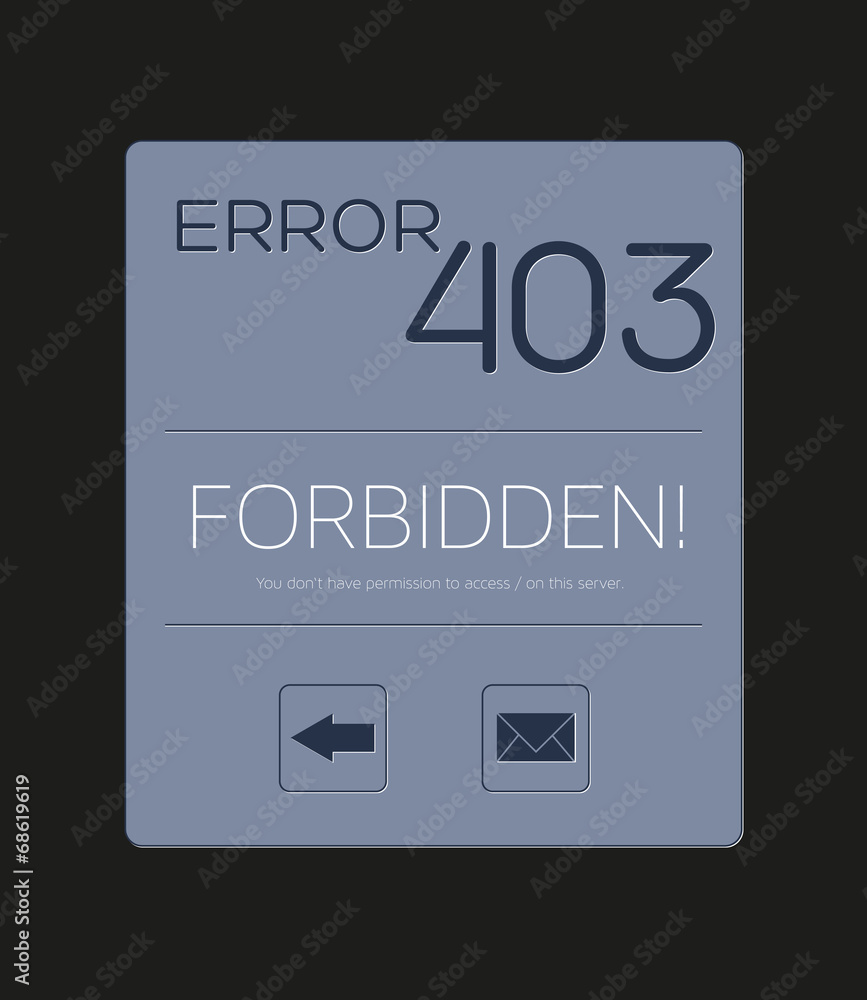 Fototapete custom error 403 - forbidden with text and buttons for back and
