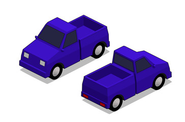 orthographic blue truck