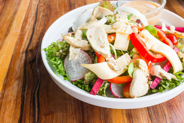 Chicken cheese salad with caesar dressing