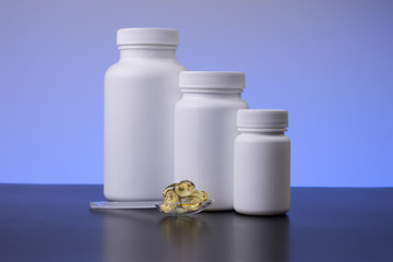 Supplements bottles with supplements