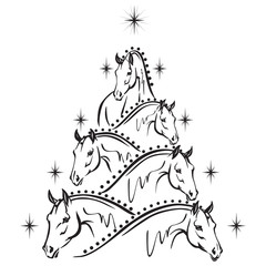 Fototapeta na wymiar Horse lovers christmas tree 2: sport horses