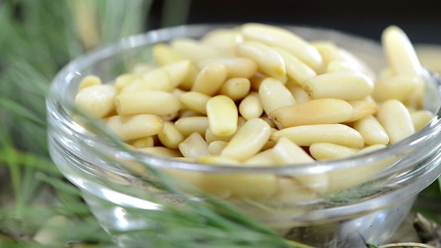 Heap of rotating Pine Nuts (loopable full HD video)