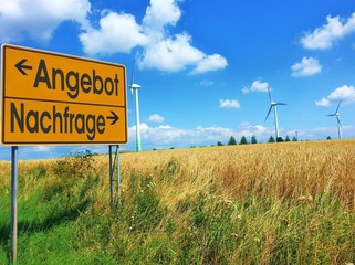 Angebot und Nachfrage - Straßenschild