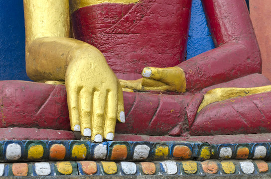 golden hands of Buddha  statue in Kathmandu, Nepal