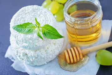 cheese, honey and grape