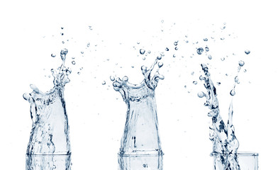 blue water splash isolated on white background