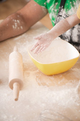 Father and daughter cooking