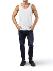 man wearing sleeveless shirt