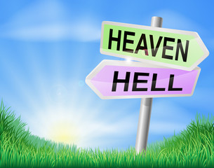 Heaven or hell sign concept