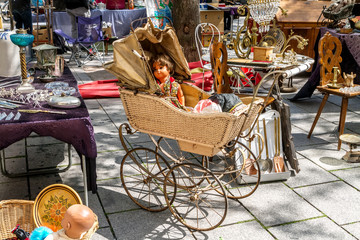 Flea market on the of Square in Strasburg. France, Alsace