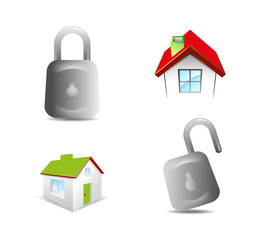 Lock and house icon vector