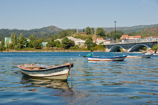 boats in Arcade, Galicia, Spain