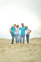 Grandparents with grandchildren on the beach