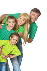 Family in a green clothes