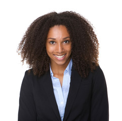 Close up portrait of a smiling black business woman