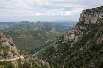 Fototapeta na wymiar Panoramic view of Llobregat river valley from Montserrat Abbey,