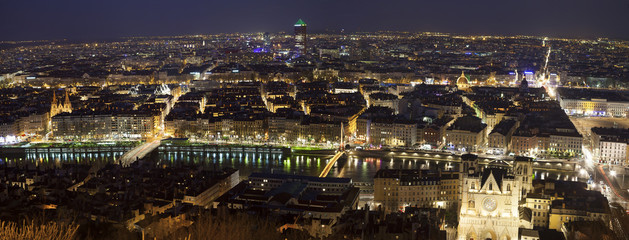 Evening panorama of Lyon