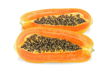 ripe papaya on white background
