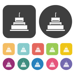 Birthday cake icons set.