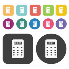 Calculator icons set. Finance and business symbol. Round and rec