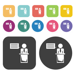 Business Meeting icons set. business symbol. Round and rectangle