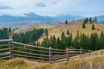 Fototapeta premium Fence in a mountain village