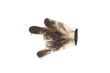 Used gloves with white background