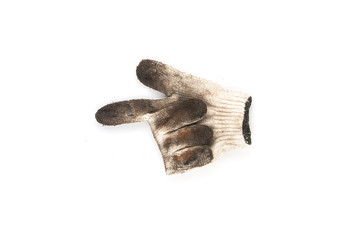 Used gloves with white background
