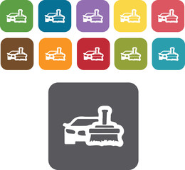 Car wash icons set. Rectangle colourful 12 buttons. Illustration