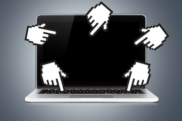 Laptop with Hand Cursors