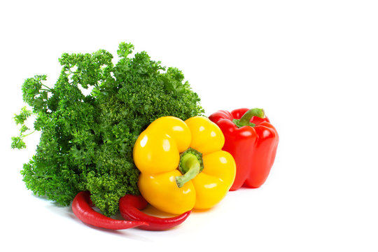 Fototapeta Fresh vegetables on a white background