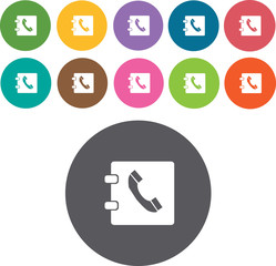Obraz premium Contact Book icons set. Round colourful 12 buttons. Illustration