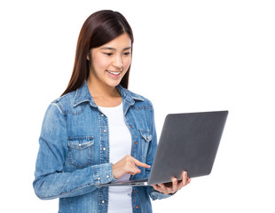 Asian woman use laptop computer