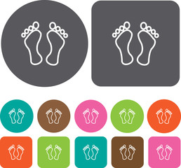 Foot icon. Health and Fitness icons set. Round and rectangle col