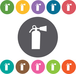 Fire Extinguisher icon. Hotel icons set. Round colourful 12 butt