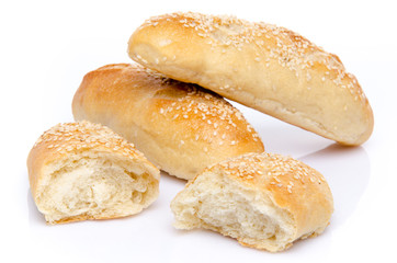 Sesame buns whole and broken