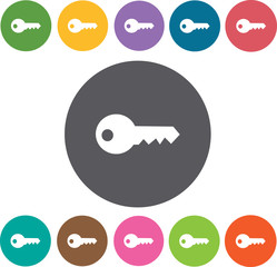Key icon. Hotel icons set. Round colourful 12 buttons. Illustrat