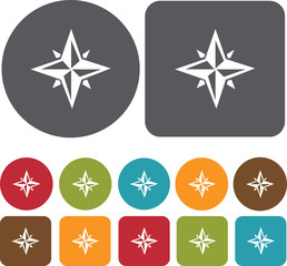 Map Location Icons set. Round and rectangle colourful 12 buttons