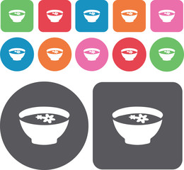 Spa icons set. Round and rectangle colourful 12 buttons. Illustr