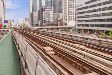 Fototapeta na wymiar Railway above the ground in the city