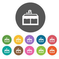 Toilet sink icon set. Round colourful 12 buttons. Illustration e