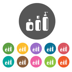 shampoo bottle icon. Round colourful 12 buttons. Illustration ep