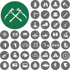 Hiking icons set. Illustration eps10