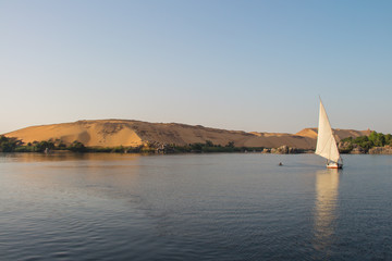Romantic sunset sail on Nile river in Egypt