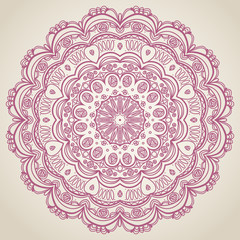 Ornamental round lace pattern. Circle curl background.