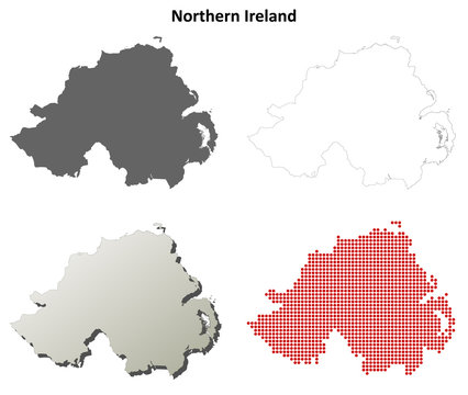 Northern Ireland Blank Detailed Outline Map Set