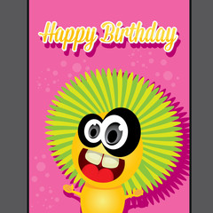 monster party happy birthday card design template
